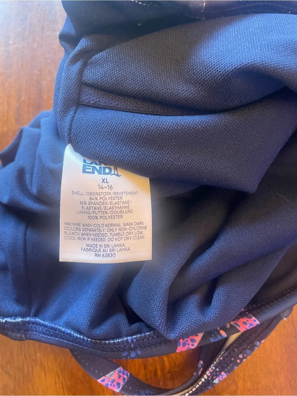 Lands End Girls Starfish One Piece Swimsuit Navy XL 14-16 NWT UPF 50